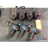 Lot of (3) Bosch PS30 12V cordless drills with (4) chargers