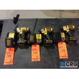 Lot of (3) DeWalt DCF815 12 volt cordless impact guns with chargers