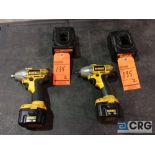 Lot of (2) DeWalt 12V DW051 heavy duty 3/8 inch cordless impact guns with chargers