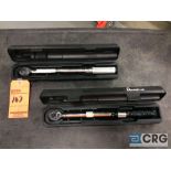 Lot of (2) 3/8 drive Snap-On CDI torque wrenches with cases