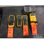 Lot of (4) asst Fluke multimeters including (1) 87 V (Mark 5) true RMS multimeter, (2) 77 IV (Mark