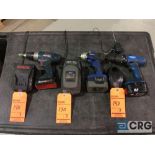 Lot of (3) cordless hand tools including (1) Bosch 33618 18V driver, (1) Blue Point 14.4 3/8 drive