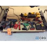 Lot of asst cordless drills, batteries and chargers