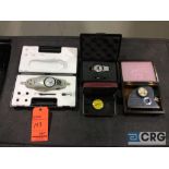 Lot of (4) dial gages including, (1) PTC 408 ergo durometer, (1) Boston Metrology push / pull scale,