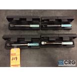 Lot of (4) Armstrong 64-038 1/4 drive torque wrenches with cases
