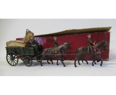 Britains 1450 Royal Army Medical Corps WW1 horse drawn wagon with riders and wagons, box P, figures G (Est. plus 21% premium 