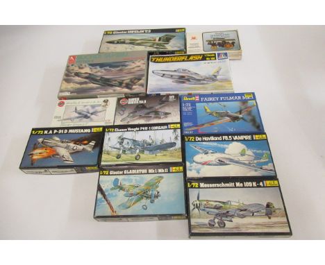 Plastic construction kits by Airfix, Heller and others comprising Hawker Hunter FGA9, Hawker Tempest V, Gloster Javlin T3, Mu