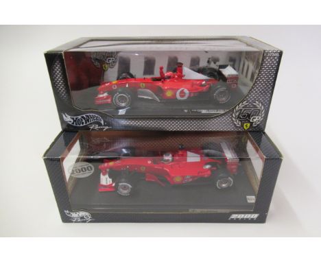 Hot Wheels 1:18 scale Ferrari Enzo, F1 Rubens Barrichello and 150 G.P. Wins F1 Car, all items boxed E (Est. plus 21% premium 