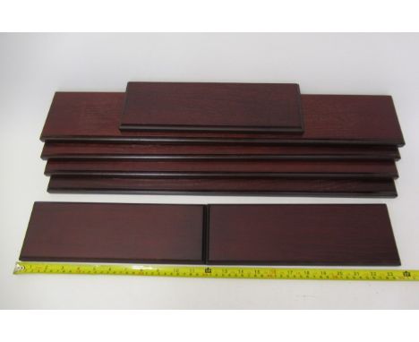 Six wooden display stands for model railways or ships, E-M (Est. plus 21% premium inc. VAT)