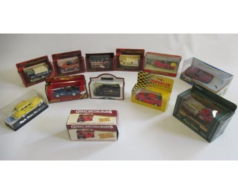 Twelve boxed vehicles by Matchbox Models of Yesteryear and others including vintage cars, vans and bus, G-E (Est. plus 21% pr