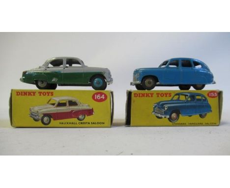 Dinky 164 Vauxhall Cresta in brown/green, box F, model G-F, and Dinky Vanguard in blue, box F, model G-F (2) (Est. plus 21% p