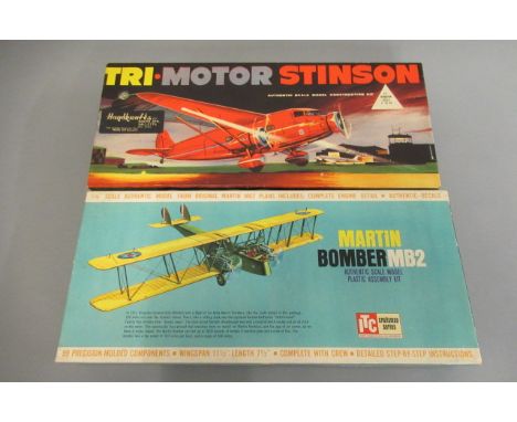 Two vintage plastic aircraft kits comprising Kleeware Tri-Motor Stinson and I.T.C. Craftsman Martin Bomber MB2, boxes E, cont