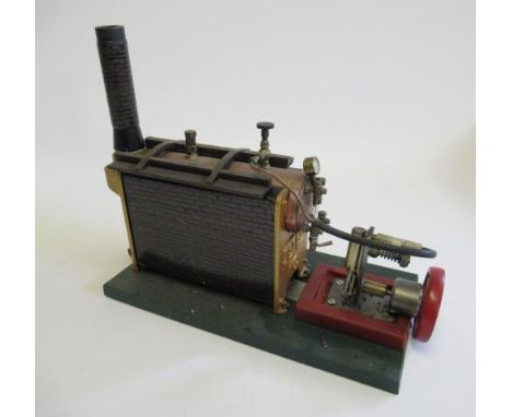 Single cylinder stationary steam engine with Stuart turner boiler and spirit burner with scratch build single oscillating cyl