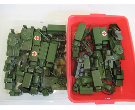Unboxed army vehicles including tanks and transporters, armoured car, truck and field guns, F (Est. plus 21% premium inc. VAT