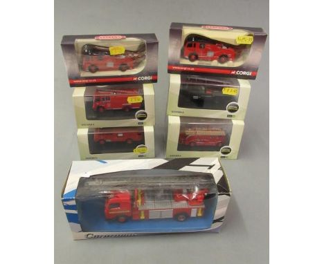 Twelve fire engine models by Oxford, Corgi Track Side, Dinky and others, most items boxed, F-E (Est. plus 21% premium inc. VA