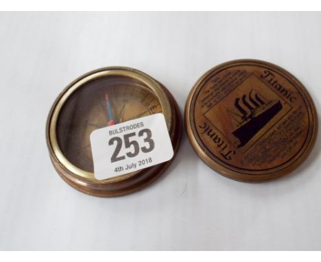 Brass titanic pocket compass