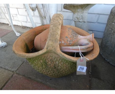 A basket shaped garden planter and Ewer 