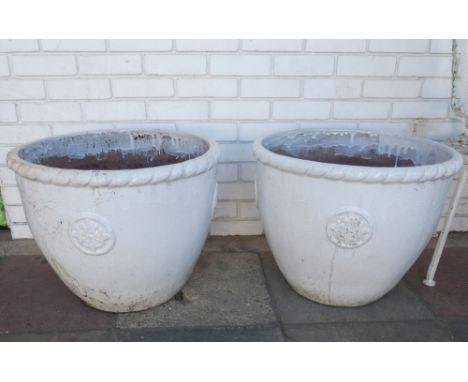 Two very large ceramic circular pots for trees