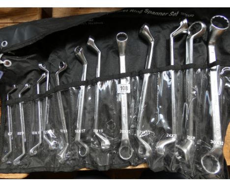 A 9 piece metric ring spanner set 
