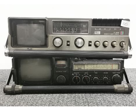 A Hitachi TV-FM/MW/LW radio casette recorder and a JVC CX-500ME colour TV-radio-cassette.