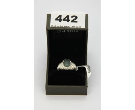 A ring set with 0.2ct of blue diamonds, ring sizes.