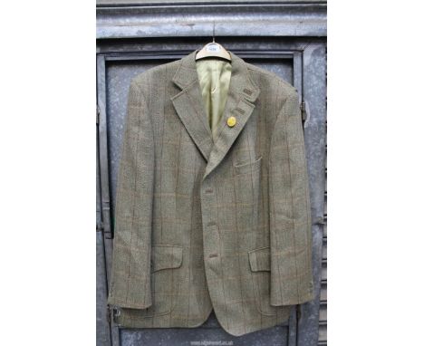 A Gents pure wool Sports jacket by Alpendale in light brown herringbone and red check tweed with button down pockets, twin ve