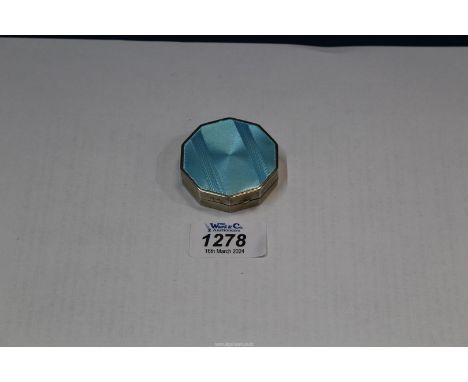 A Sheffield silver & blue enamel Art Deco ten sided Compact, dated 1930, maker J. Rodgers & Sons Ltd.