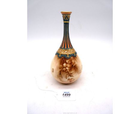 A Royal Worcester, James Hadley baluster vase, 8" tall.