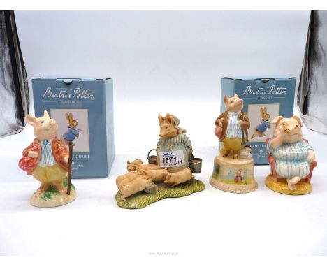 Two Beatrix Potter BFA Studio figures "Little Pig Robinson" and "Pigling Bland", a Royal Worcester "Pigling Bland" limited ed