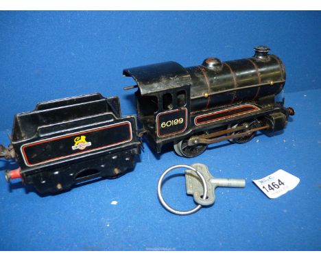 Hornby 'O' gauge Railway Collection - black clockwork small engine and tender no. 60199 type 50, with key but not original.