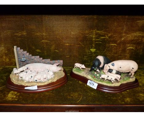 Two Border Fine Art James Herriot Collection figures - "Hog Heaven" and "Leave some for me", boxed.