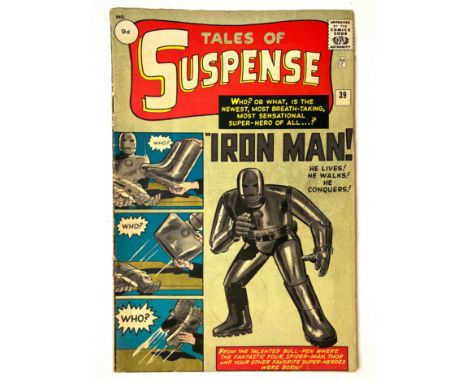 Tales of Suspense 39 (1963). Good cover gloss, ¼ ins top spine split, very light 'cup' mark to lower front cover, slight unsq