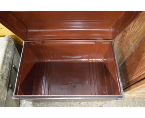 A vintage metal trunk