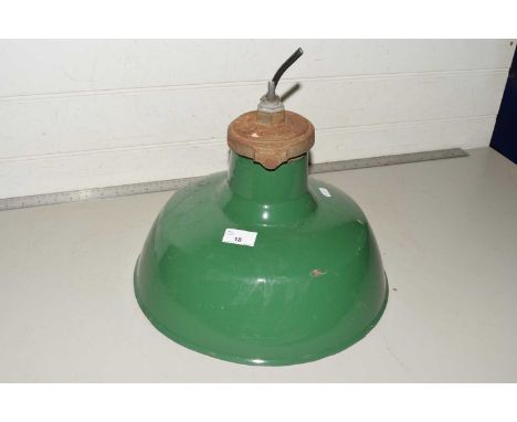 A green enamel finish industrial light fitting
