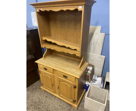 Modern light wood finish dresser cabinet with two drawer two door base, 97cm wide