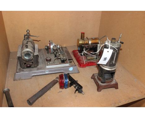 A Wilesco steam plant, a Mamod steam plant and a vertical German boiler with engine etc