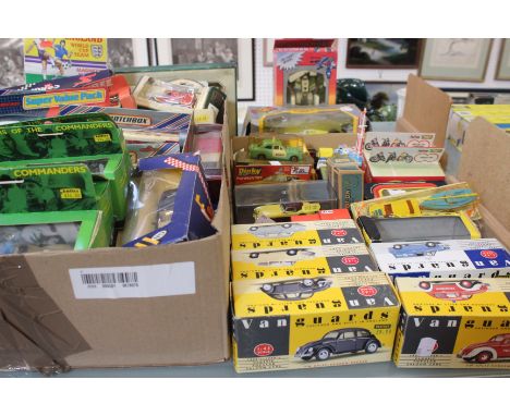 A quantity of Corgi mini J series die cast cars, five Solido Cars Of the Commanders, Matchbox and Dinky examples and a quanti