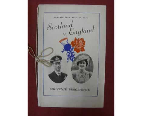 1945 Scotland v England, a VIP issue, with braid to side, no adverts, football programme from the game played at Hampden Park