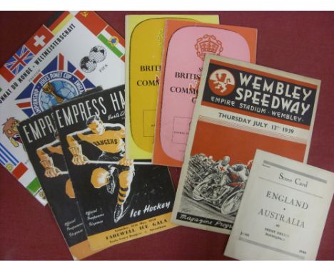 A collection of Sporting Memorabilia, includes, 1948 England v Australia, Cricket, a pirate programme from the match played a