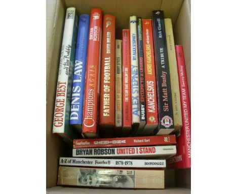 Manchester Utd, a collection of 30 football books, including histories and autobiographes, some first edition noted, books in