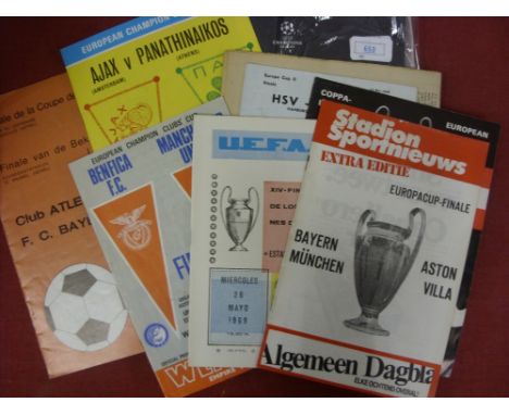 European Cup Finals, a collection of 8 football programmes, 1968, 1969, 1971, 1974 (rare), 1977, 1982, 2017, 2018.  In additi