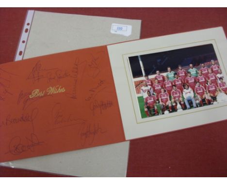 c1990 Liverpool, a colour photograph mounted within an official Liverpool FC 'Best Wishes' card, the card is fully signed 12 