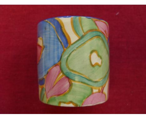Ceramic Ware, a Clarice Cliff fantasque small circular pot, produced in Newport