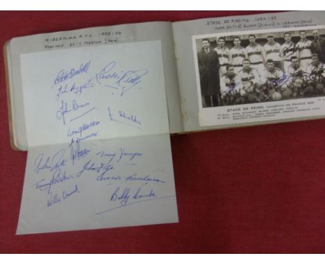 The Brian Galling Autograph Collection, album 5/6, 96 pages, from 1955 to 1956, to include, Hibernian, Stade Reims (5 signatu