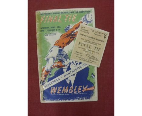 1948 FA Cup Final, Blackpool v Manchester Utd, a programme from the game played on 24/03/1938, in poor condition, with taped 