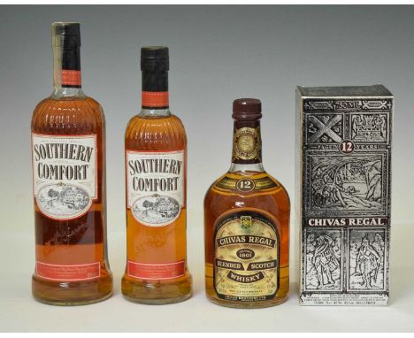 Chivas Regal 12 Years Old Scotch Whisky, one bottle, and Southern Comfort, one bottle and one 1 litre bottle (3)