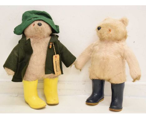 Two Gabrielle Designs golden mohair 'Paddington' bears, each wearing boots, one with hat and overcoat, 47cm high (2)