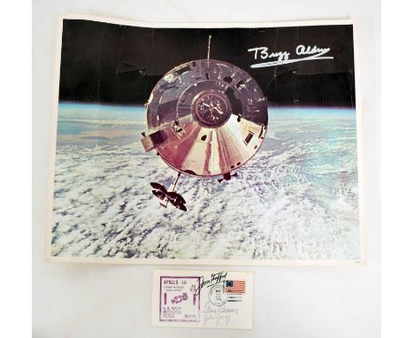 Moon Landing Interest - Buzz Aldrin signed lithograph of the Apollo 9 Command/Service Module (CSM) 'Gumdrop' from the Lunar M