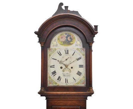 Late George III oak and mahogany-cased 8-day longcase clock, Samuel Pearce, Axminster, the 12-inch break-arch dial with Roman