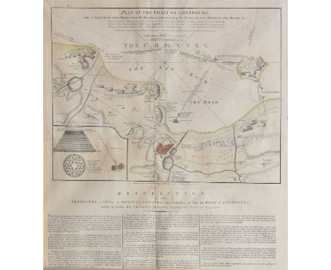 William Faden, (1749-1836) – 'Plan of the coast of Cherbourg, with A Sketch of the Works which the French are now executing t